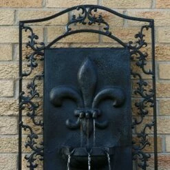 Sunnydaze Decor Sunnydaze 33"H Electric Polystone French Lily Design Outdoor Wall-Mount Water Fountain, Lead Finish -Cheap Garden Decor Store unnamed file 7132