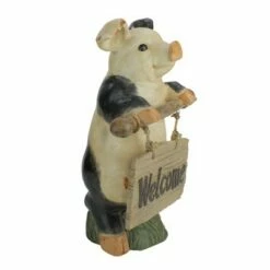 Northlight 17" Standing Pig with Welcome Sign Outdoor Garden Statue
