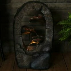 Sunnydaze Decor Sunnydaze 26"H Electric Polyresin Log Archway Outdoor Water Fountain with LED Light -Cheap Garden Decor Store unnamed file 7255