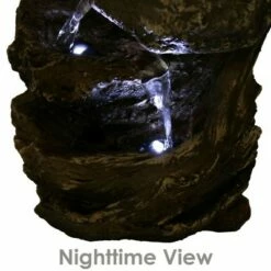 Sunnydaze Decor Sunnydaze Indoor Home Decorative Tiered Rock and Log Waterfall Tabletop Water Fountain with LED Lights - 10"
