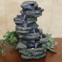 Sunnydaze Decor Sunnydaze 18"H Electric Polyresin Stacked Rock Waterfall Indoor/Outdoor Tabletop Water Fountain with LED Lights -Cheap Garden Decor Store unnamed file 7283