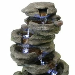 Sunnydaze Decor Sunnydaze 18"H Electric Polyresin Stacked Rock Waterfall Indoor/Outdoor Tabletop Water Fountain with LED Lights -Cheap Garden Decor Store unnamed file 7284