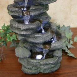 Sunnydaze Decor Sunnydaze 18"H Electric Polyresin Stacked Rock Waterfall Indoor/Outdoor Tabletop Water Fountain with LED Lights -Cheap Garden Decor Store unnamed file 7289