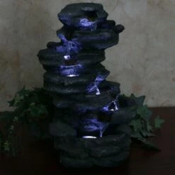 Sunnydaze Decor Sunnydaze 18"H Electric Polyresin Stacked Rock Waterfall Indoor/Outdoor Tabletop Water Fountain with LED Lights -Cheap Garden Decor Store unnamed file 7291