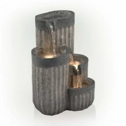 Alpine Corporation Alpine 14" Cascading Pillar Tabletop Fountain with LED Lights Gray -Cheap Garden Decor Store unnamed file 7297