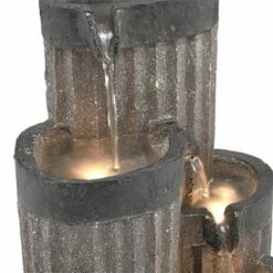 Alpine Corporation Alpine 14" Cascading Pillar Tabletop Fountain with LED Lights Gray -Cheap Garden Decor Store unnamed file 7298
