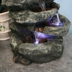 Sunnydaze Decor Sunnydaze Indoor Home Office Relaxing 6-Tiered Stone Falls Tabletop Water Fountain with LED Lights - 15" -Cheap Garden Decor Store unnamed file 7310