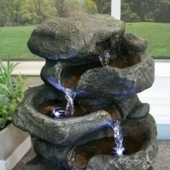 Sunnydaze Decor Sunnydaze Indoor Home Decorative Relaxing Stacked Rocks Tabletop Water Fountain with LED Lights - 10" -Cheap Garden Decor Store unnamed file 7370