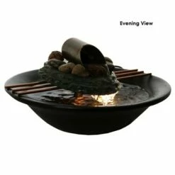 Sunnydaze Decor Sunnydaze Indoor Home Office Soothing Balance Slate Tabletop Water Fountain Feature with LED Light - 7"