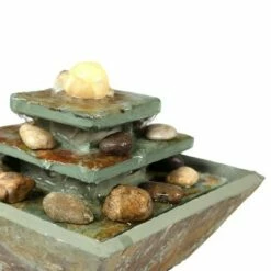 Sunnydaze Decor Sunnydaze Indoor Home Office Slate and Polished Stone Ball Tiered Tabletop Water Fountain with LED Light - 8" -Cheap Garden Decor Store unnamed file 7399