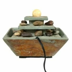 Sunnydaze Decor Sunnydaze Indoor Home Office Slate and Polished Stone Ball Tiered Tabletop Water Fountain with LED Light - 8" -Cheap Garden Decor Store unnamed file 7400