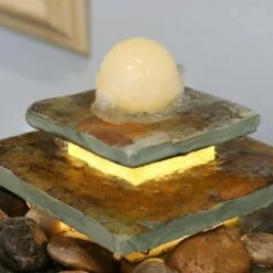 Sunnydaze Decor Sunnydaze Indoor Home Office Slate and Polished Stone Ball Tiered Tabletop Water Fountain with LED Light - 8" -Cheap Garden Decor Store unnamed file 7401