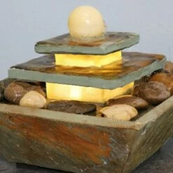 Sunnydaze Decor Sunnydaze Indoor Home Office Slate and Polished Stone Ball Tiered Tabletop Water Fountain with LED Light - 8" -Cheap Garden Decor Store unnamed file 7402