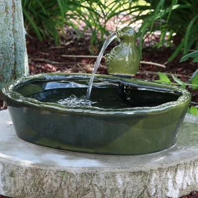 Sunnydaze Decor Sunnydaze Outdoor Solar Powered Glazed Ceramic Dove Water Fountain with Submersible Pump and Filter - 7" - Green 3 Sunnydaze Decor Sunnydaze Outdoor Solar Powered Glazed Ceramic Dove Water Fountain with Submersible Pump and Filter - 7" - Green
