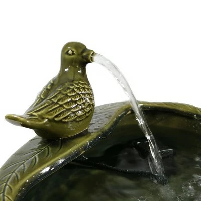 Sunnydaze Decor Sunnydaze Outdoor Solar Powered Glazed Ceramic Dove Water Fountain with Submersible Pump and Filter - 7" - Green 4 Sunnydaze Decor Sunnydaze Outdoor Solar Powered Glazed Ceramic Dove Water Fountain with Submersible Pump and Filter - 7" - Green - Image 2
