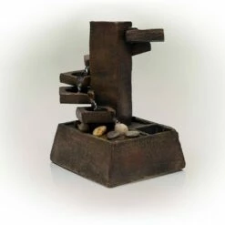 Alpine Corporation 11" Resin Tiered Stone Eternity Tabletop Fountain Brown -Cheap Garden Decor Store unnamed file 7464