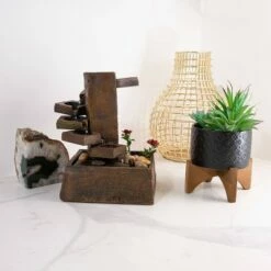 Alpine Corporation 11" Resin Tiered Stone Eternity Tabletop Fountain Brown -Cheap Garden Decor Store unnamed file 7467