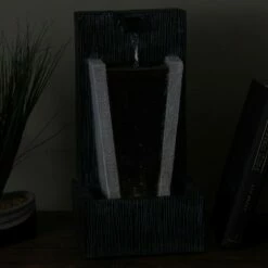 Sunnydaze Decor Sunnydaze Indoor Home Office Decorative Gentle Virtue Tabletop Water Fountain with LED Light - 13" - Black