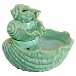 Sunnydaze Decor Sunnydaze Indoor Home Decorative Stacked Tiered Seashells Tabletop Water Fountain Feature - 7" - Green -Cheap Garden Decor Store unnamed file 7504