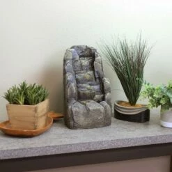 Sunnydaze Decor Sunnydaze Indoor Home Decorative Resin Rocky Face Waterfall Stream Tabletop Water Fountain - 12" - Gray -Cheap Garden Decor Store unnamed file 7546