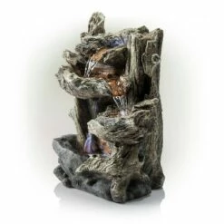 Alpine Corporation 14" 5-Tier Rainforest Fountain With LED Lights - Brown -Cheap Garden Decor Store unnamed file 7583