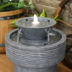 Sunnydaze Decor Sunnydaze 20"H Electric Resin 2-Tier Round Bird Bath Outdoor Water Fountain with LED Lights -Cheap Garden Decor Store unnamed file 7652