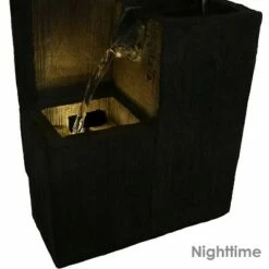 Sunnydaze Decor Sunnydaze Indoor Home Office Polyresin Faux Wooden Tiered Columns Tabletop Fountain with LED Lights - 13"