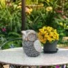 Alpine Corporation 10" Polystone Owl Solar Statue Gray