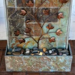 Sunnydaze Decor Sunnydaze 32"H Electric Slate and Metal Climbing Vines Outdoor Water Fountain with LED Light -Cheap Garden Decor Store unnamed file 7759