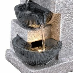 Alpine Corporation Alpine 14" Cascading Bowl Tabletop Fountain with LED Lights Gray -Cheap Garden Decor Store unnamed file 7774