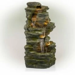 Alpine Corporation Alpine 51" Rock Cascading Fountain with LED Lights Gray -Cheap Garden Decor Store unnamed file 7857