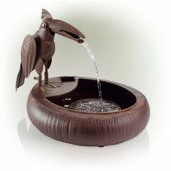Alpine Corporation 16" Iron Indoor/Outdoor Rustic Metal Toucan Water Fountain Yard Statue Brown -Cheap Garden Decor Store unnamed file 7885