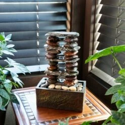 Alpine Corporation 12" Resin Stacked Rocks Eternity Tabletop Fountain Gray/Brown -Cheap Garden Decor Store unnamed file 7911