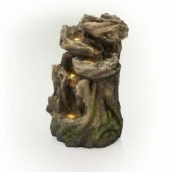 Alpine Corporation 22" Resin Outdoor 4-Teir Rainforest Log Waterfall Fountain with LED Lights Brown -Cheap Garden Decor Store unnamed file 7914