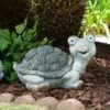 Alpine Corporation 10" Magnesium Oxide Solar Turtle Statue Gray