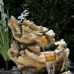 Alpine Corporation 47" Resin Outdoor 5-Tier Tree Trunk Waterfall Floor Fountain with LED Lights Brown -Cheap Garden Decor Store unnamed file 8077