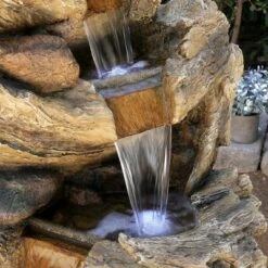 Alpine Corporation 47" Resin Outdoor 5-Tier Tree Trunk Waterfall Floor Fountain with LED Lights Brown -Cheap Garden Decor Store unnamed file 8078