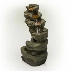 Alpine Corporation 48" Resin Outdoor Multi-Tier Pristine Waterfall Fountain with LED Lights Dark Moss Green -Cheap Garden Decor Store unnamed file 8081
