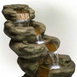 Alpine Corporation 48" Resin Outdoor Multi-Tier Pristine Waterfall Fountain with LED Lights Dark Moss Green -Cheap Garden Decor Store unnamed file 8082