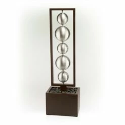 Alpine Corporation 55" Metal Modern Column Fountain with Stainless Steel Orbs Silver/Brown -Cheap Garden Decor Store unnamed file 8088