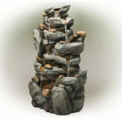 Alpine Corporation 50" Resin Tiered Rock Waterfall Fountain Gray -Cheap Garden Decor Store unnamed file 8099
