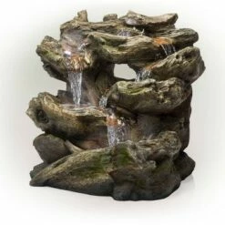 Alpine Corporation 32" Resin Rainforest Tiered Fountain with LED Lights Brown -Cheap Garden Decor Store unnamed file 8105