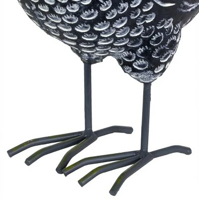 12.2" Resin Striped Rooster Statue Black and White - Exhart 4 12.2" Resin Striped Rooster Statue Black and White - Exhart - Image 2