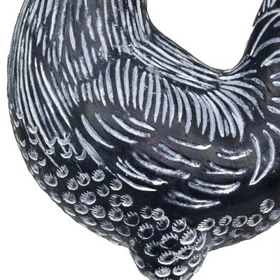 12.2" Resin Striped Rooster Statue Black and White - Exhart 5 12.2" Resin Striped Rooster Statue Black and White - Exhart - Image 3
