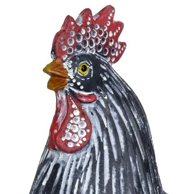 12.2" Resin Striped Rooster Statue Black and White - Exhart 6 12.2" Resin Striped Rooster Statue Black and White - Exhart - Image 4