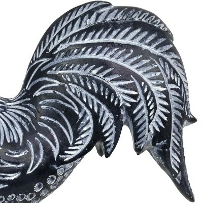 12.2" Resin Striped Rooster Statue Black and White - Exhart 7 12.2" Resin Striped Rooster Statue Black and White - Exhart - Image 5