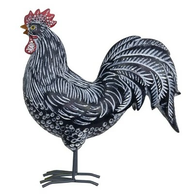 12.2" Resin Striped Rooster Statue Black and White - Exhart 8 12.2" Resin Striped Rooster Statue Black and White - Exhart - Image 6