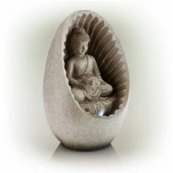Alpine Corporation 11" Resin Buddha Tabletop Fountain with LED Light Brown -Cheap Garden Decor Store unnamed file 8163