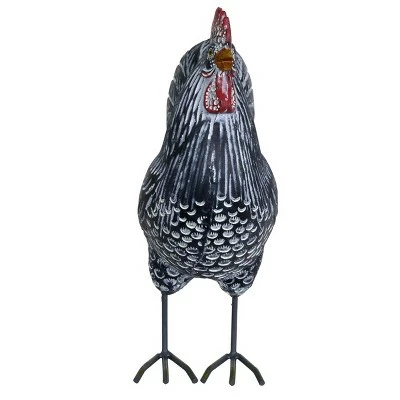 12.2" Resin Striped Rooster Statue Black and White - Exhart 10 12.2" Resin Striped Rooster Statue Black and White - Exhart - Image 8