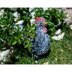 12.2" Resin Striped Rooster Statue Black and White - Exhart 25 12.2" Resin Striped Rooster Statue Black and White - Exhart -Cheap Garden Decor Store unnamed file 820